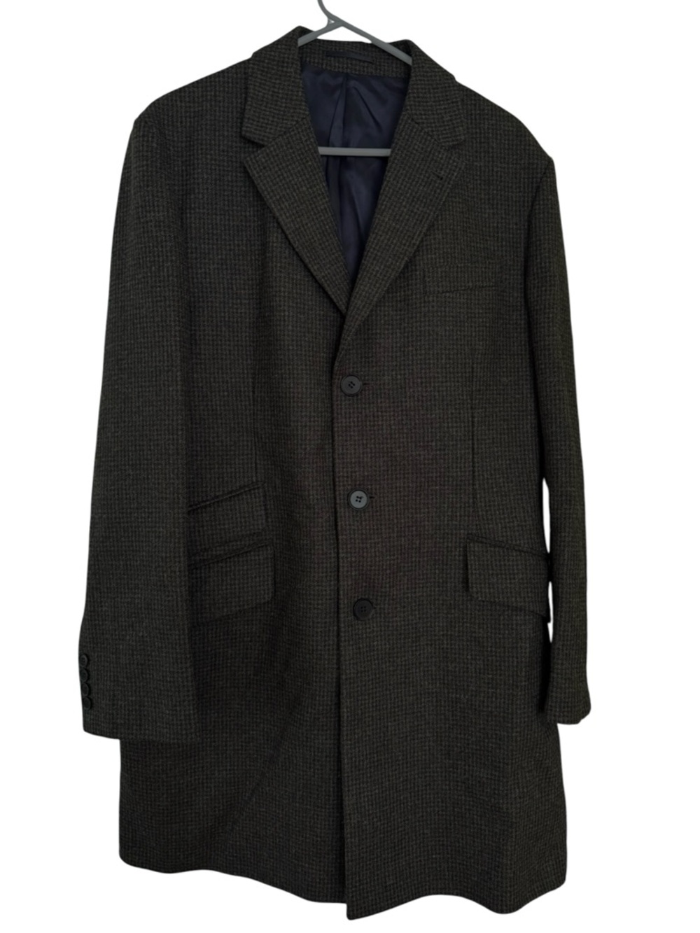 Charles Tyrwhitt Dark Green Plaid Wool Blend Overcoat Size 42R Coat Jacket